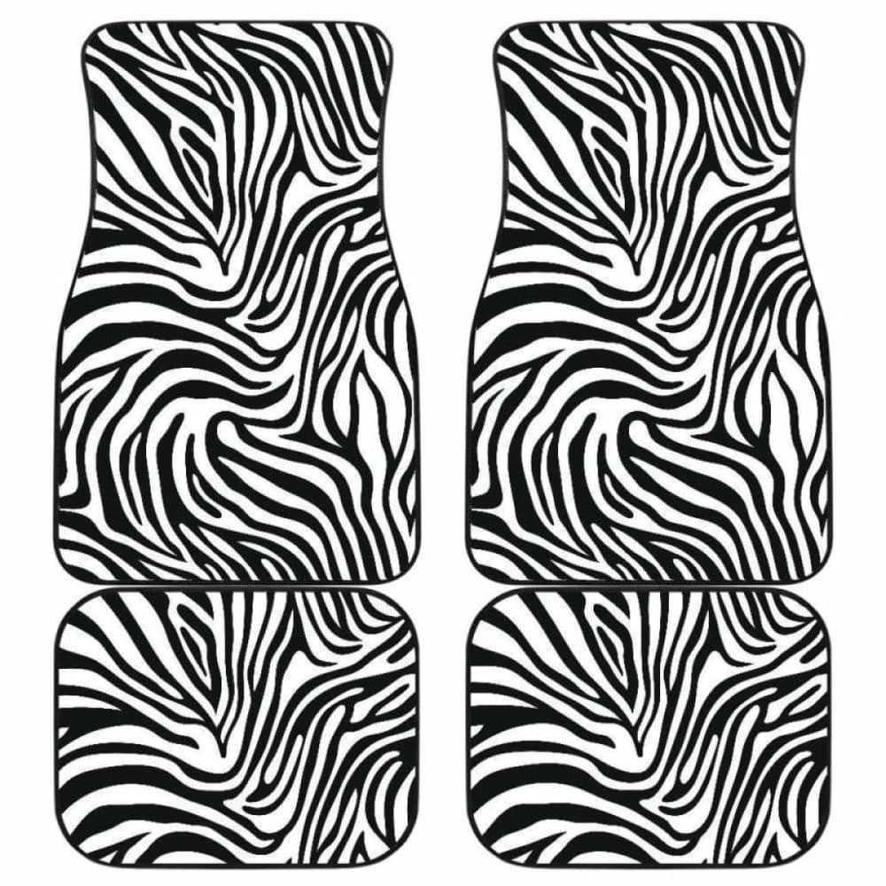 Zebra Skin Pattern Front And Back Car Mats