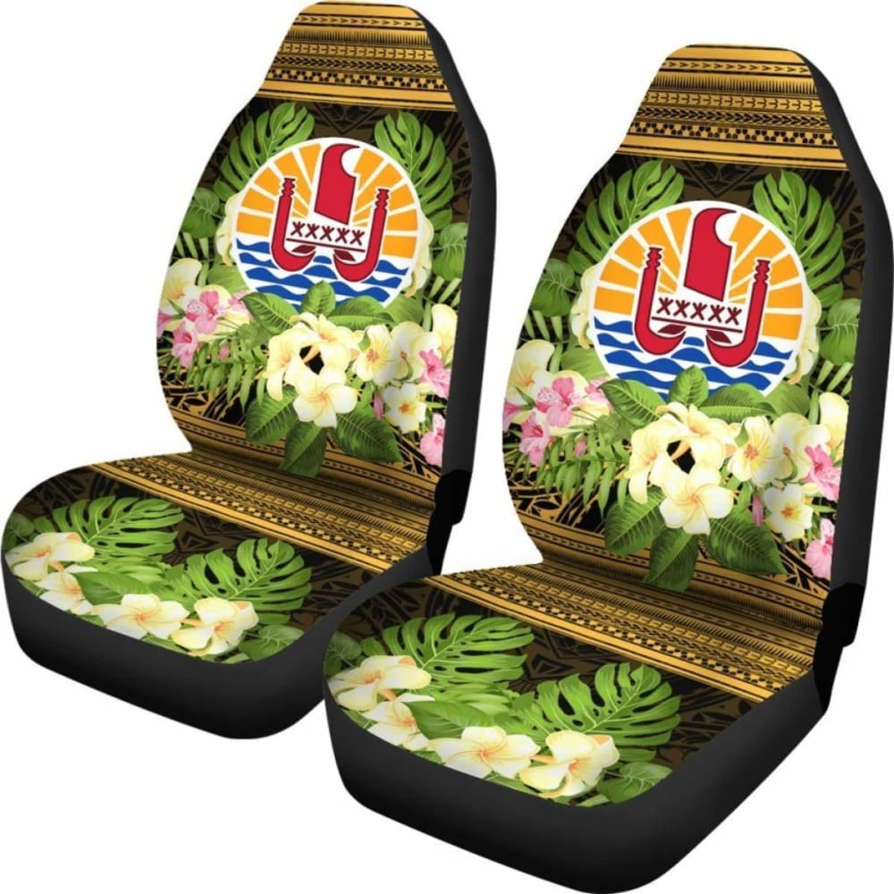 French Polynesia Tahiti Car Seat Covers -Tahiti Of Seal Tropical Flowers Style -