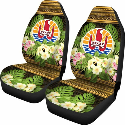 French Polynesia Tahiti Car Seat Covers -Tahiti Of Seal Tropical Flowers Style -