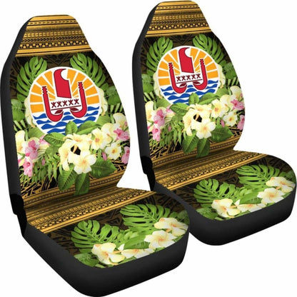 French Polynesia Tahiti Car Seat Covers -Tahiti Of Seal Tropical Flowers Style -