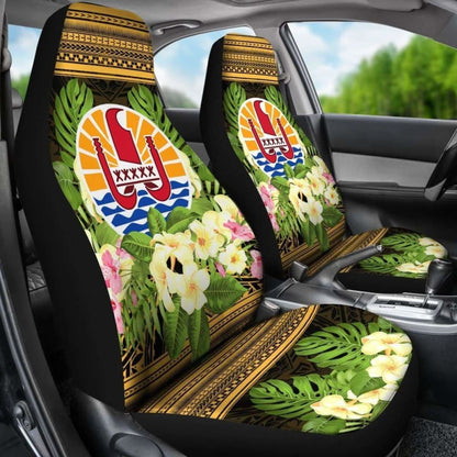 French Polynesia Tahiti Car Seat Covers -Tahiti Of Seal Tropical Flowers Style -
