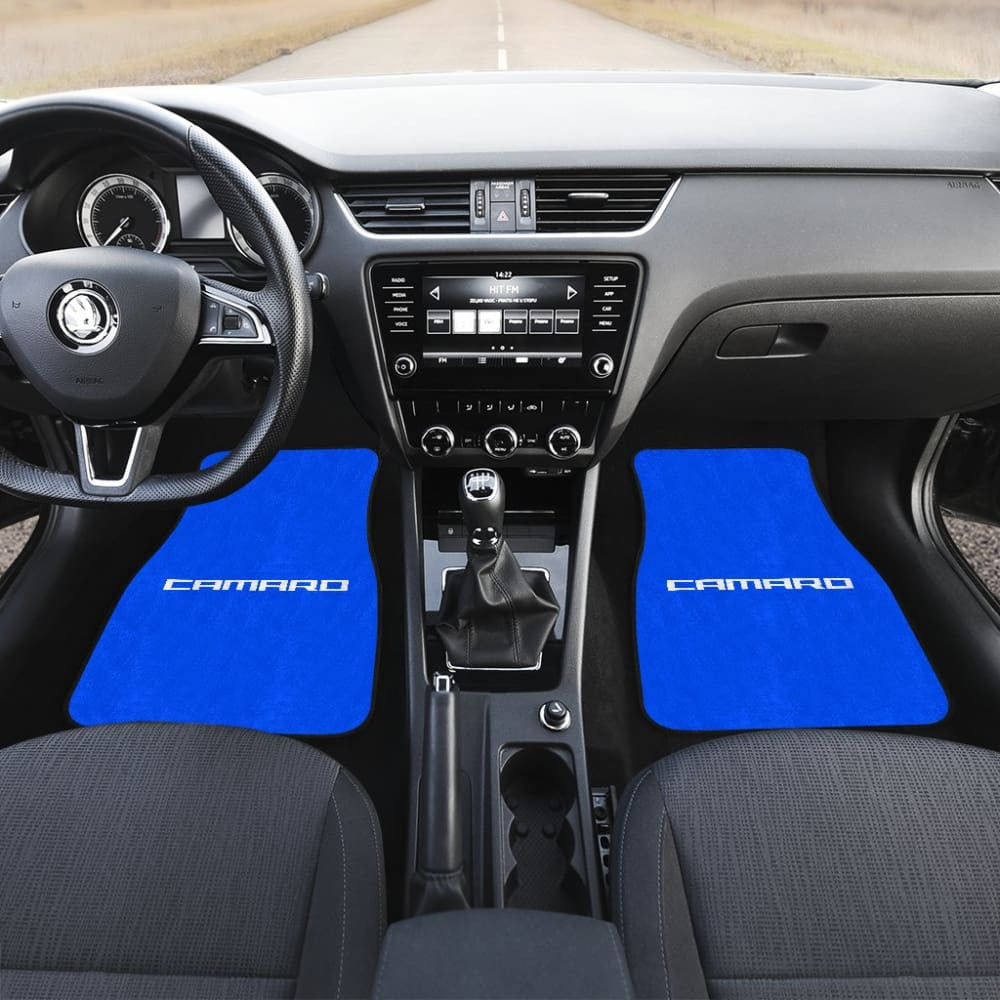 Blue Camaro White Letter Car Floor Mats
