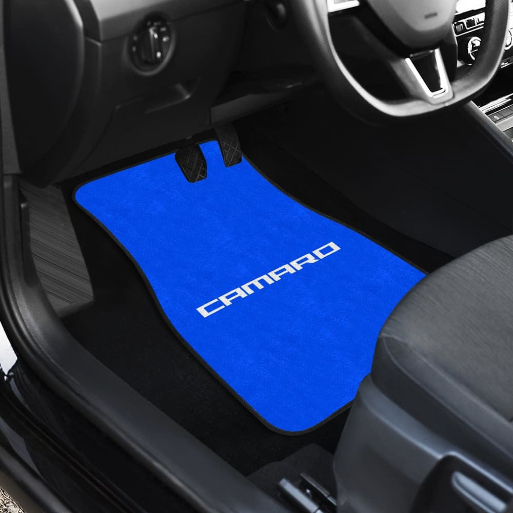 Blue Camaro White Letter Car Floor Mats