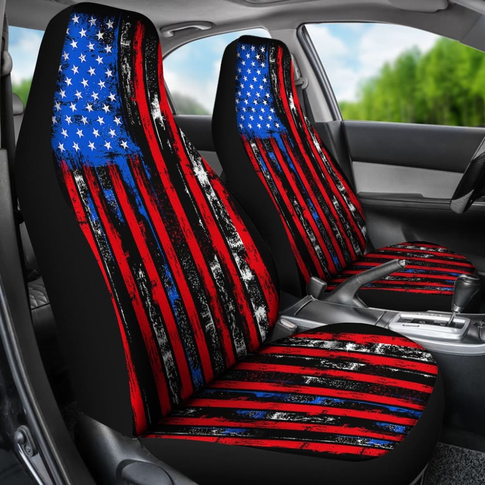 Amazing Thin Red Line American Flag Car Seat Covers
