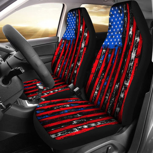 Amazing Thin Red Line American Flag Car Seat Covers