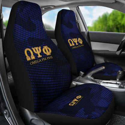 Omega Psi Phi Dark Blue Camo Car Seat Covers