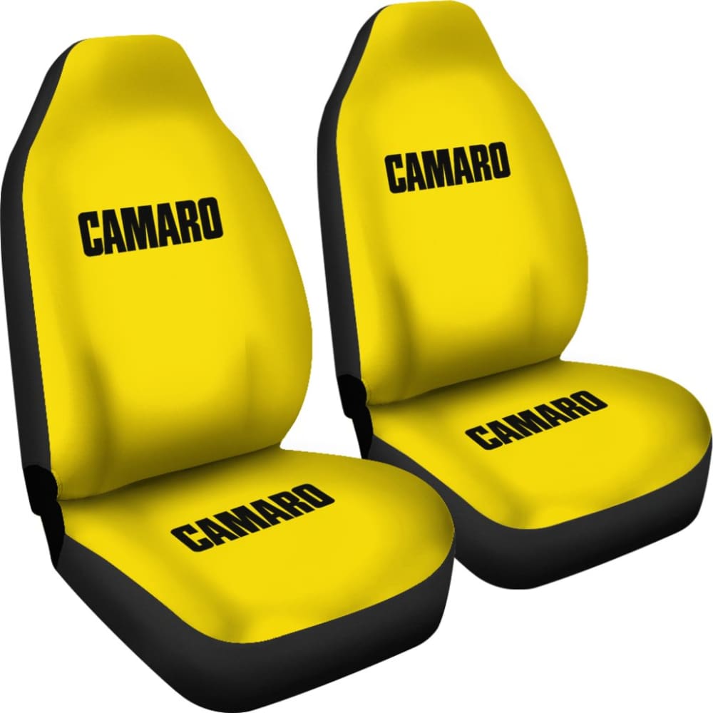 Yellow Camaro Black Letter Car Seat Covers