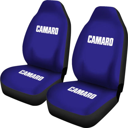 Blue Camaro White Letter Car Seat Covers