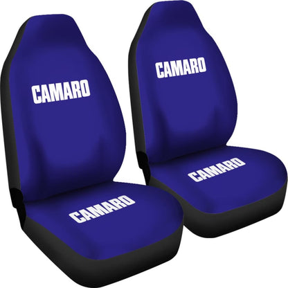 Blue Camaro White Letter Car Seat Covers