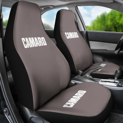 Dark Gray Camaro White Letter Car Seat Covers
