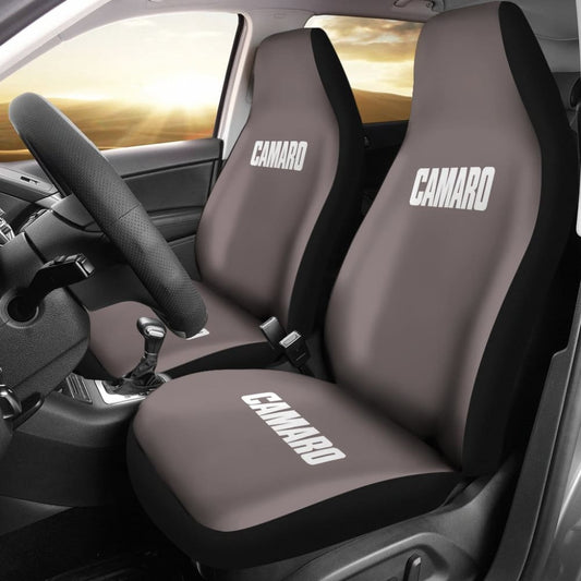 Dark Gray Camaro White Letter Car Seat Covers