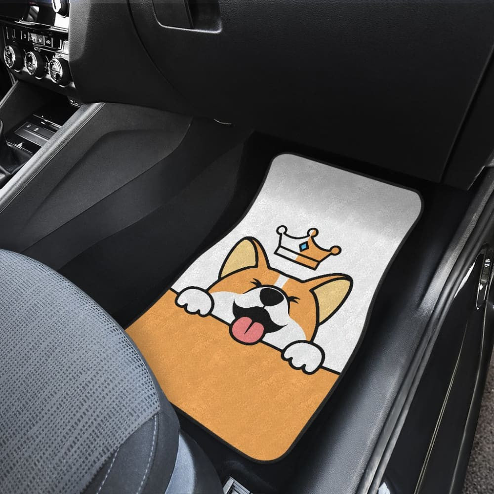 Cute Dog Corgi Royal Crown Premium Car Floor Mats