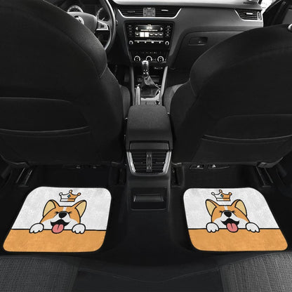 Cute Dog Corgi Royal Crown Premium Car Floor Mats