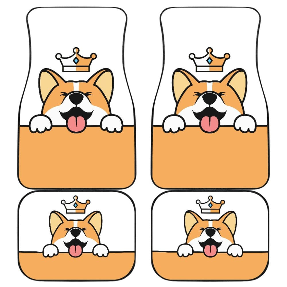 Cute Dog Corgi Royal Crown Premium Car Floor Mats