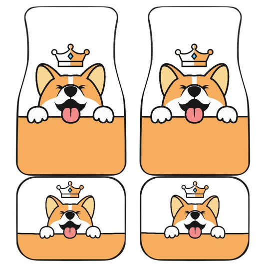 Cute Dog Corgi Royal Crown Premium Car Floor Mats