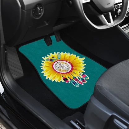 Amazing Gift Ideas Sunflower Native American Pattern Teal Background Car Floor Mats