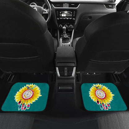 Amazing Gift Ideas Sunflower Native American Pattern Teal Background Car Floor Mats