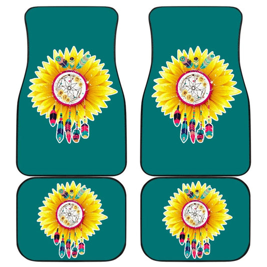 Amazing Gift Ideas Sunflower Native American Pattern Teal Background Car Floor Mats