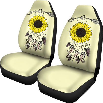 Amazing Gift Ideas Sunflower Native American Pattern Light Yellow Background Car Seat Covers