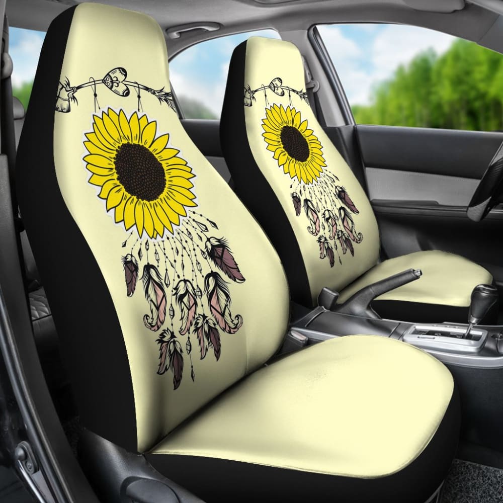 Amazing Gift Ideas Sunflower Native American Pattern Light Yellow Background Car Seat Covers