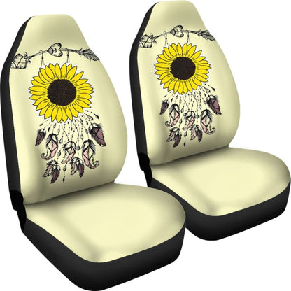 Amazing Gift Ideas Sunflower Native American Pattern Light Yellow Background Car Seat Covers