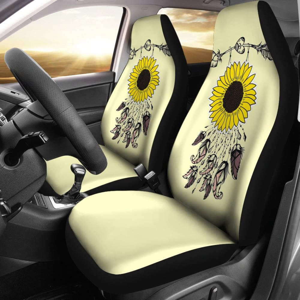 Amazing Gift Ideas Sunflower Native American Pattern Light Yellow Background Car Seat Covers