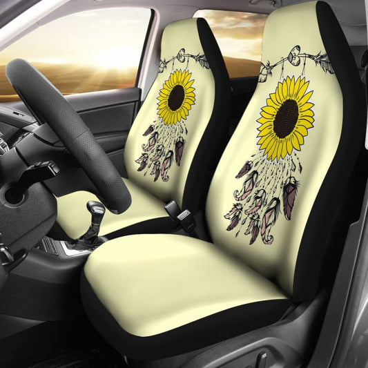Amazing Gift Ideas Sunflower Native American Pattern Light Yellow Background Car Seat Covers