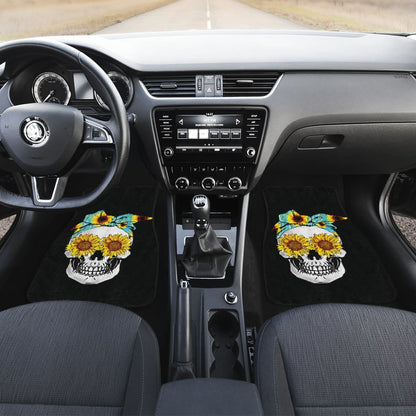Sunflower Skull Floral Bandana Car Floor Mats