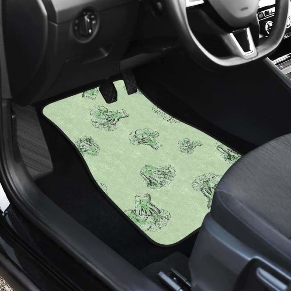 Broccoli Sketch Pattern Front And Back Car Mats