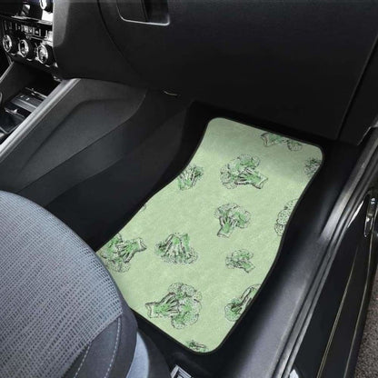 Broccoli Sketch Pattern Front And Back Car Mats