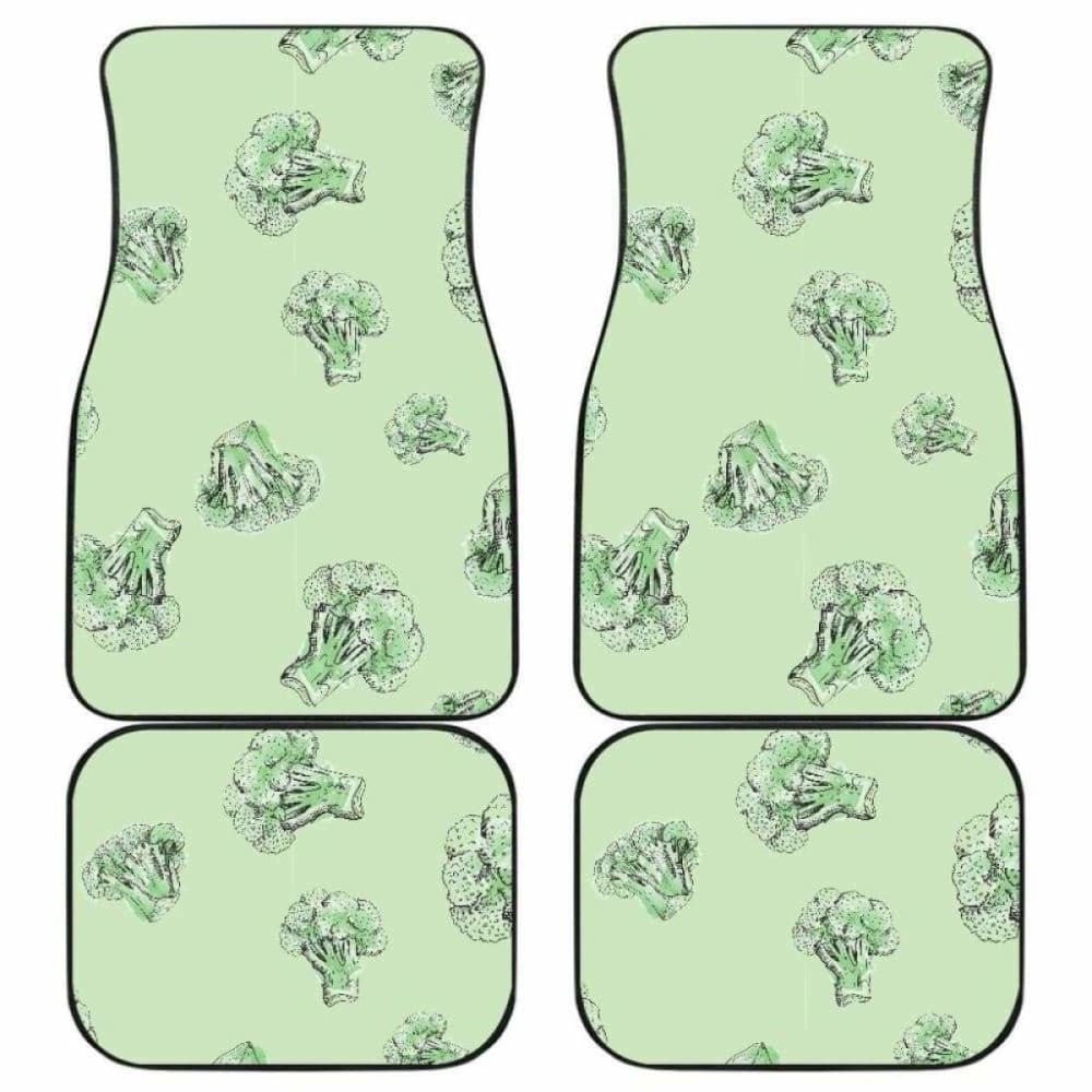 Broccoli Sketch Pattern Front And Back Car Mats
