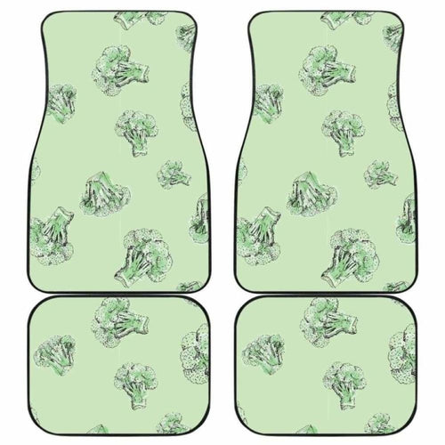 Broccoli Sketch Pattern Front And Back Car Mats