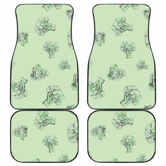 Broccoli Sketch Pattern Front And Back Car Mats