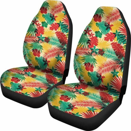 Tan Red Yellow And Green Tropical Island Car Seat Covers