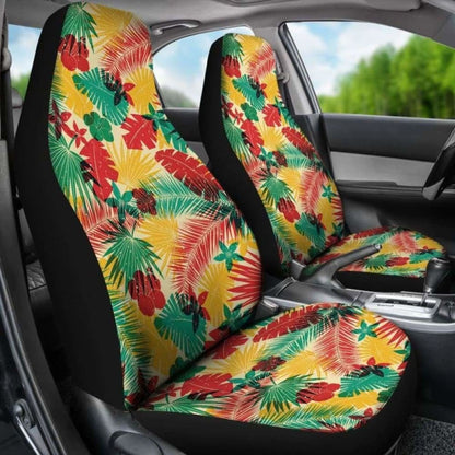 Tan Red Yellow And Green Tropical Island Car Seat Covers