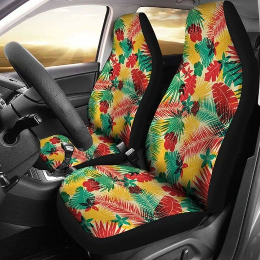 Tan Red Yellow And Green Tropical Island Car Seat Covers