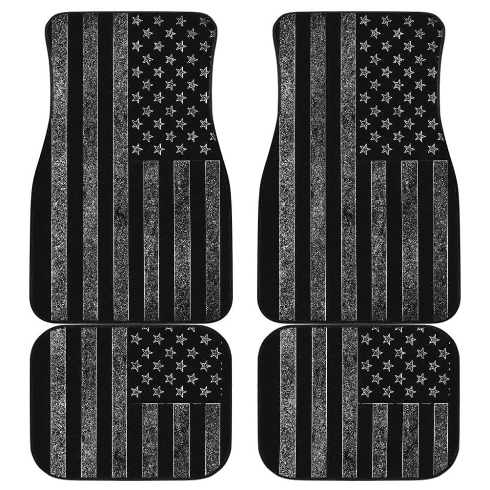 Amazing Thin Gray Line American Flag Car Floor Mats