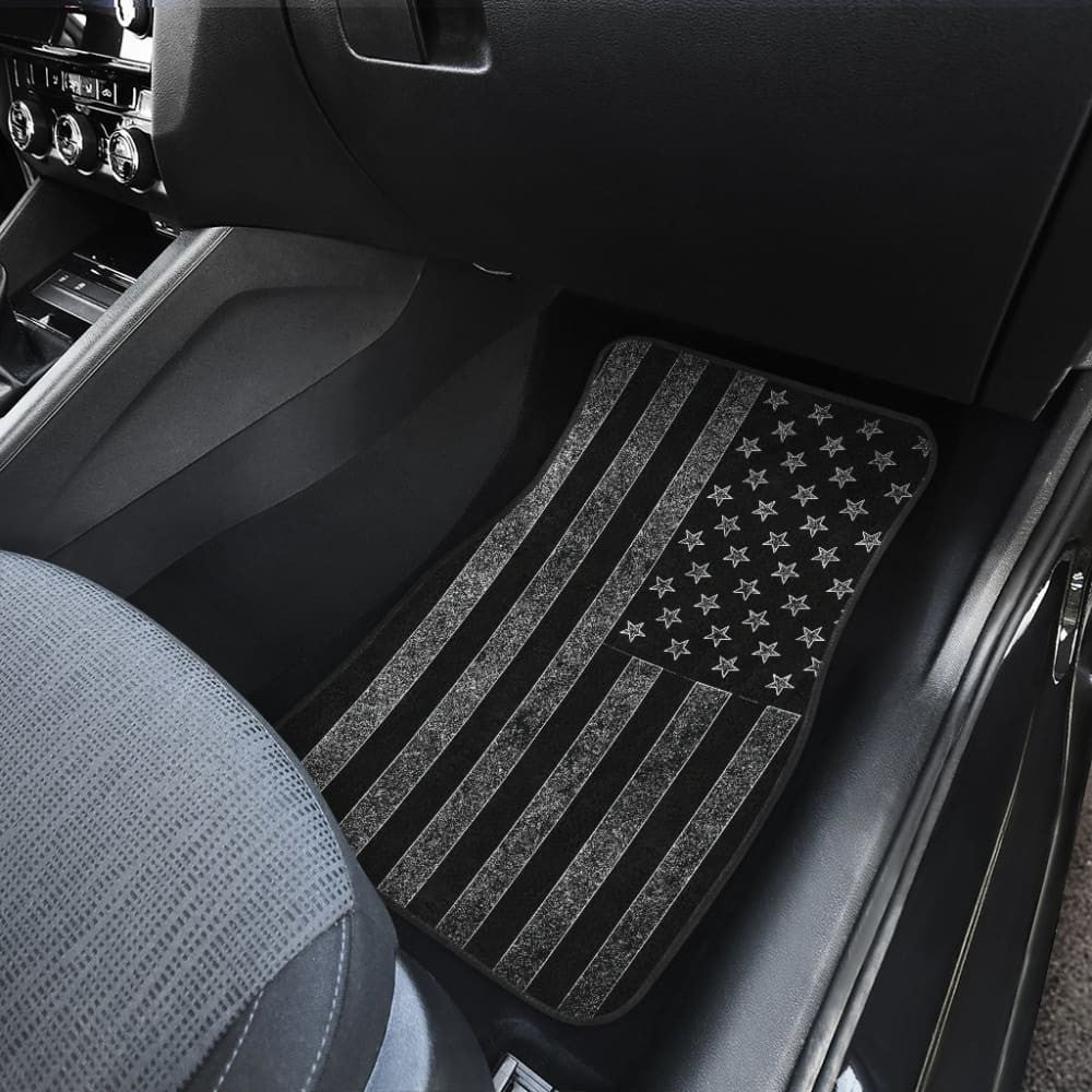 Amazing Thin Gray Line American Flag Car Floor Mats