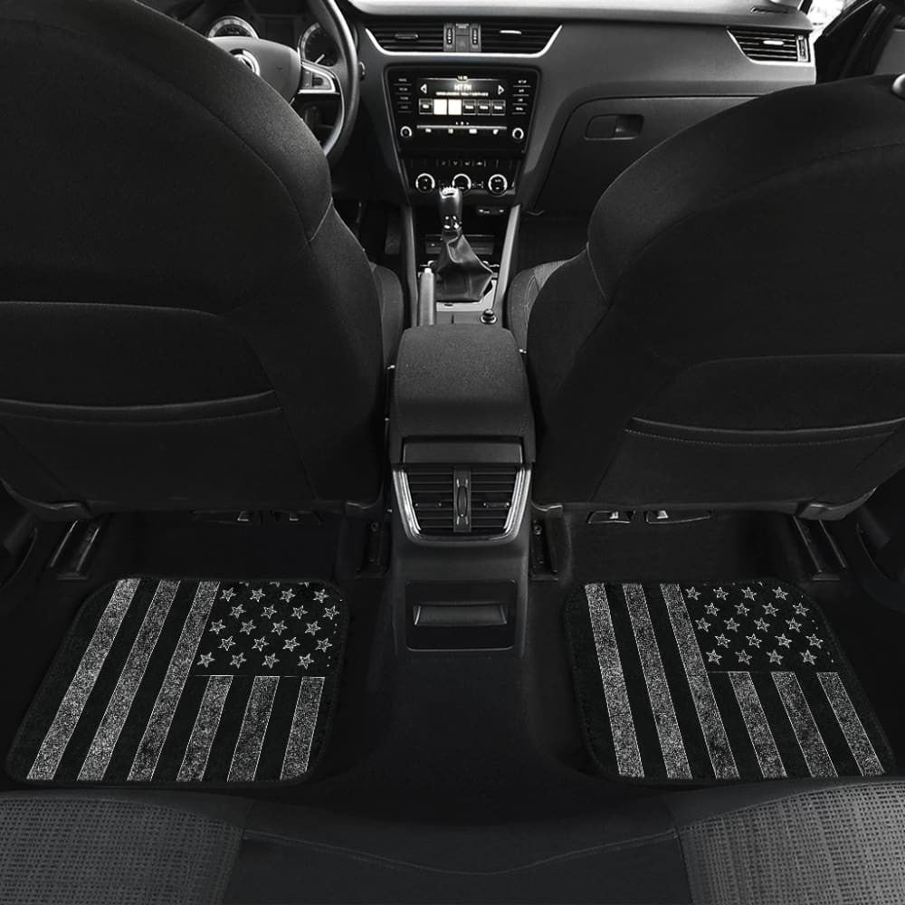 Amazing Thin Gray Line American Flag Car Floor Mats
