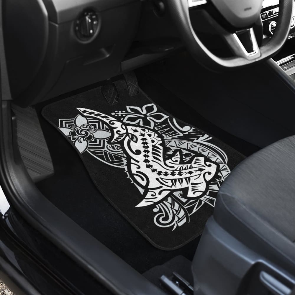 Amazing Black and White Hawaiian Polynesian Shark Tattoo Car Floor Mats