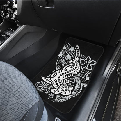 Amazing Black and White Hawaiian Polynesian Shark Tattoo Car Floor Mats