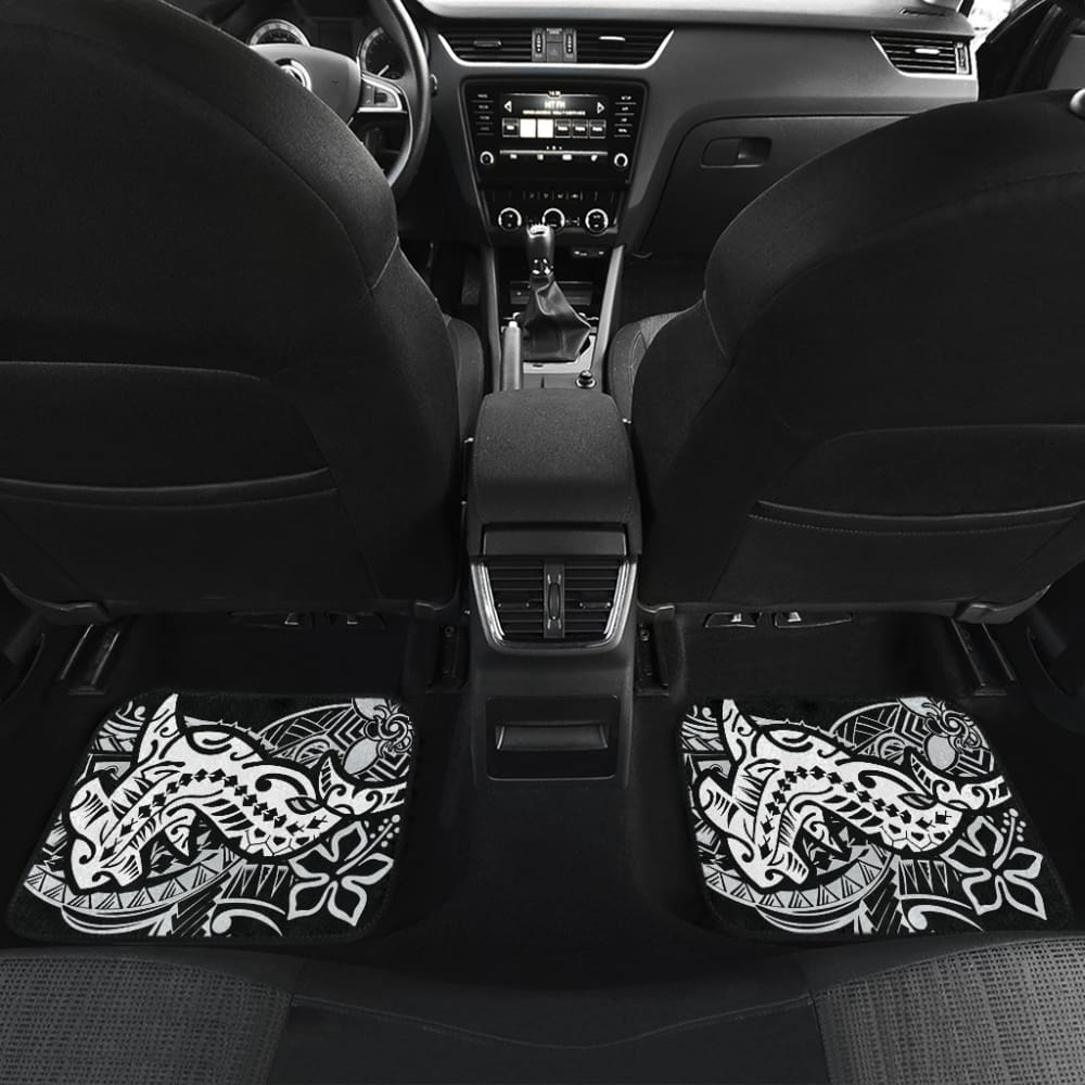 Amazing Black and White Hawaiian Polynesian Shark Tattoo Car Floor Mats