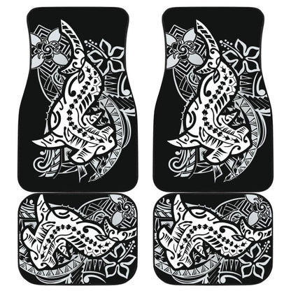 Amazing Black and White Hawaiian Polynesian Shark Tattoo Car Floor Mats