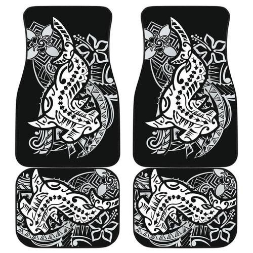 Amazing Black and White Hawaiian Polynesian Shark Tattoo Car Floor Mats