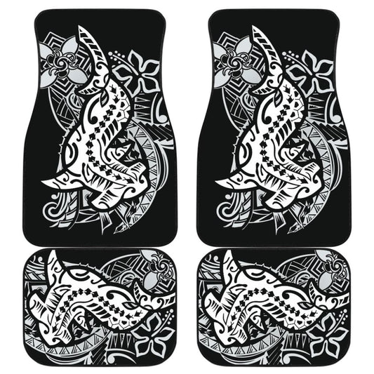 Amazing Black and White Hawaiian Polynesian Shark Tattoo Car Floor Mats