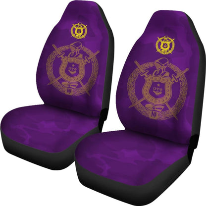 Omega Psi Phi Crest Purple Camouflage Car Seat Covers