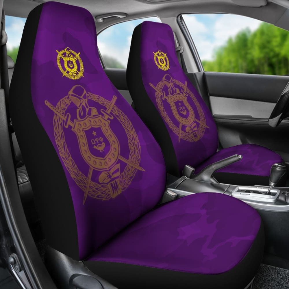 Omega Psi Phi Crest Purple Camouflage Car Seat Covers