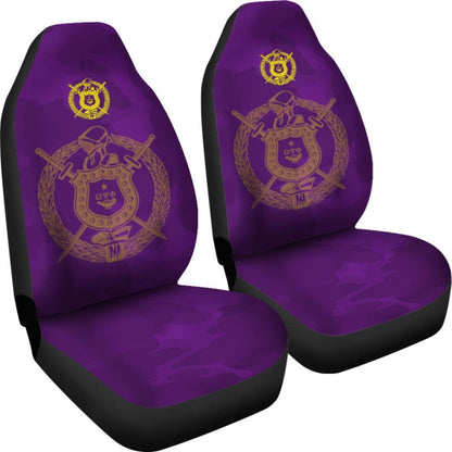 Omega Psi Phi Crest Purple Camouflage Car Seat Covers