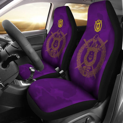 Omega Psi Phi Crest Purple Camouflage Car Seat Covers