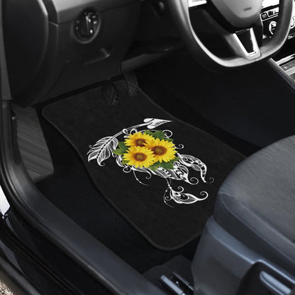 Amazing Gift Ideas Sunflower Native American Pattern Black Background Car Floor Mats